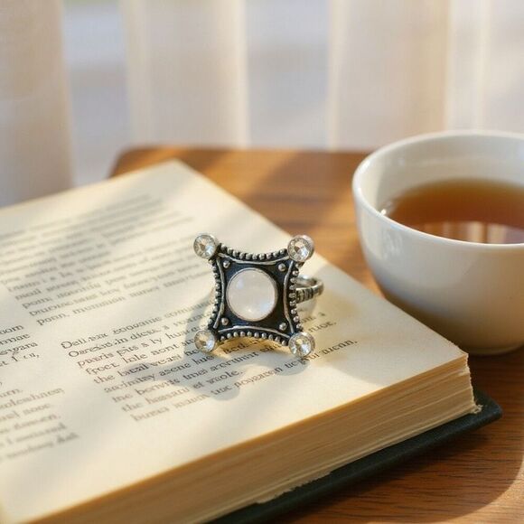 Celestial Rose Quartz Citrine Statement Ring – Handcrafted Elegance Size 7 New - Picture 5 of 7